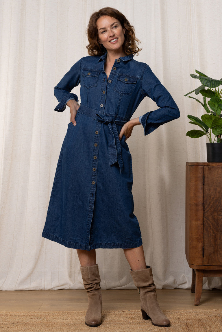 Lily & Me Denim Midi Shirt Dress