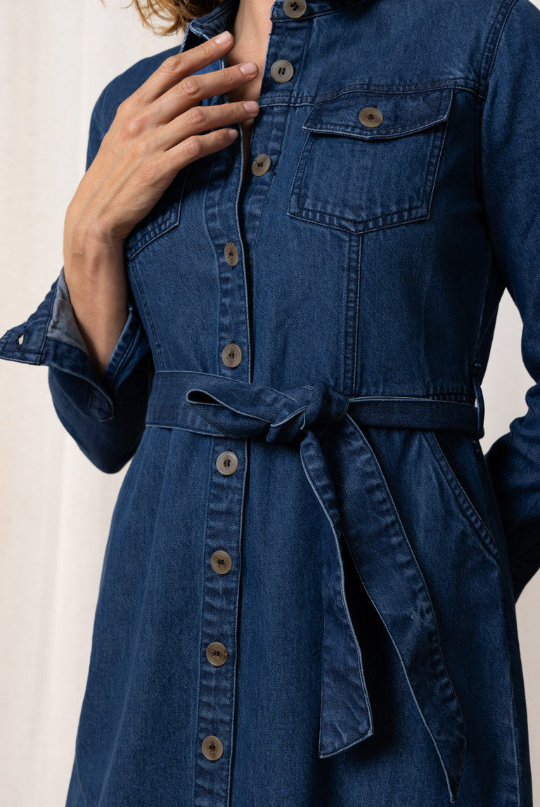 Lily & Me Denim Midi Shirt Dress