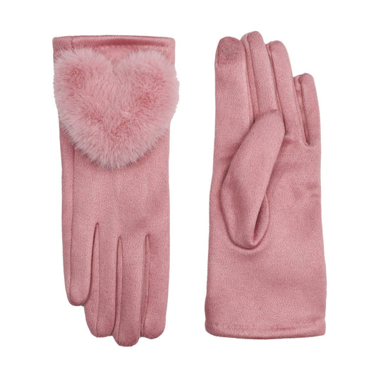 Zelly Faux Fur Heart Gloves - Choice of Colours