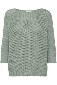 Fransa Carly Loose Knit Sweater - Olive Green