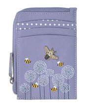Load image into Gallery viewer, Mala Leather Moonflower Bee Card and Coin Purse - yellow or grey