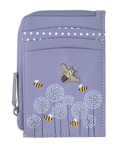 Mala Leather Moonflower Bee Card and Coin Purse - yellow or grey