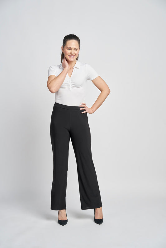 Pinns Lycra Jersey Wide Leg Trousers - Black