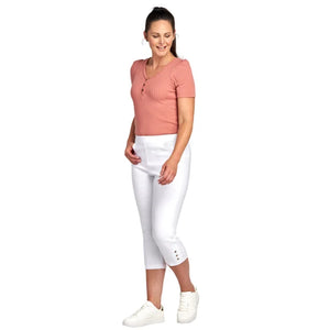 Pinns Cropped Trousers with Button Detail - White