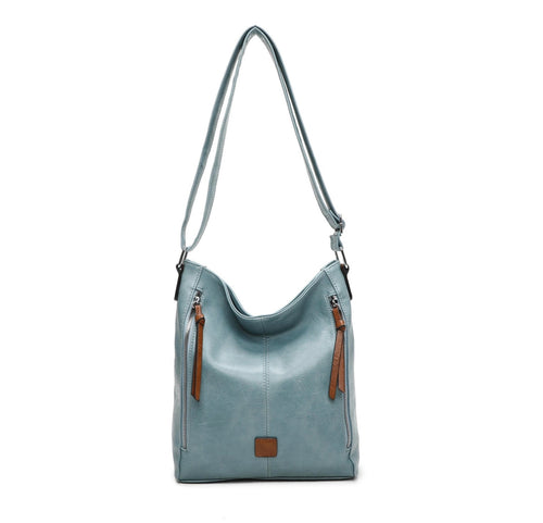 Sienna Vegan Leather Shoulder Bag with Side Zips - Choice of colours
