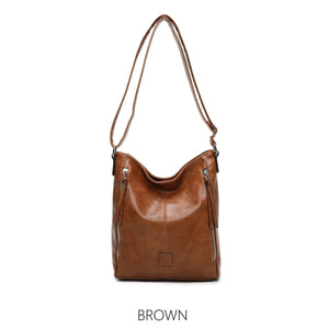 Sienna Vegan Leather Shoulder Bag with Side Zips - Choice of colours