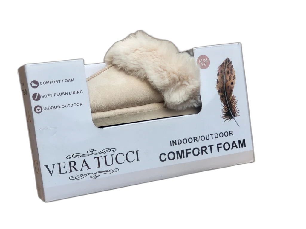 Vera Tucci Italian Boxes Slippers - Cream