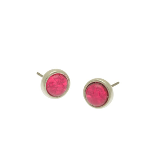 Miss Milly Fuchsia Foil Resin Stud Earrings