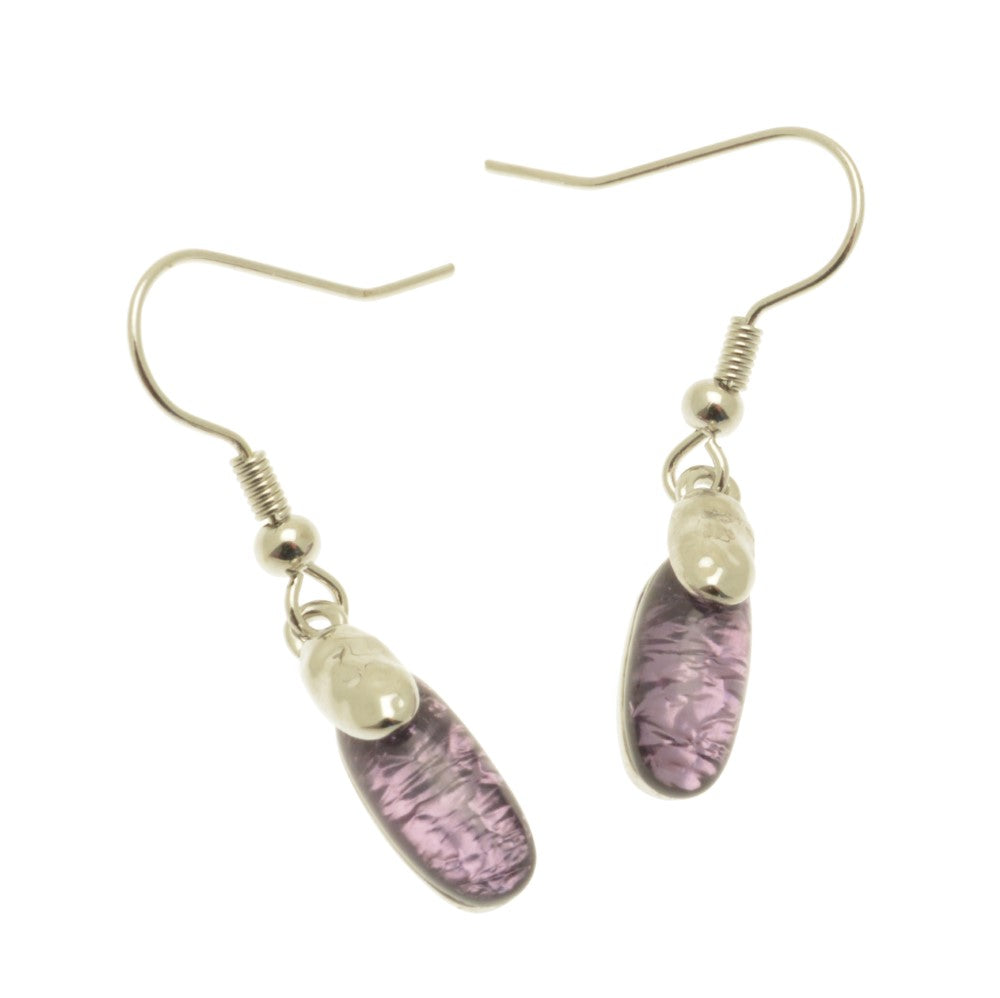 Miss Milly Mauve and Silver Drop Earrings