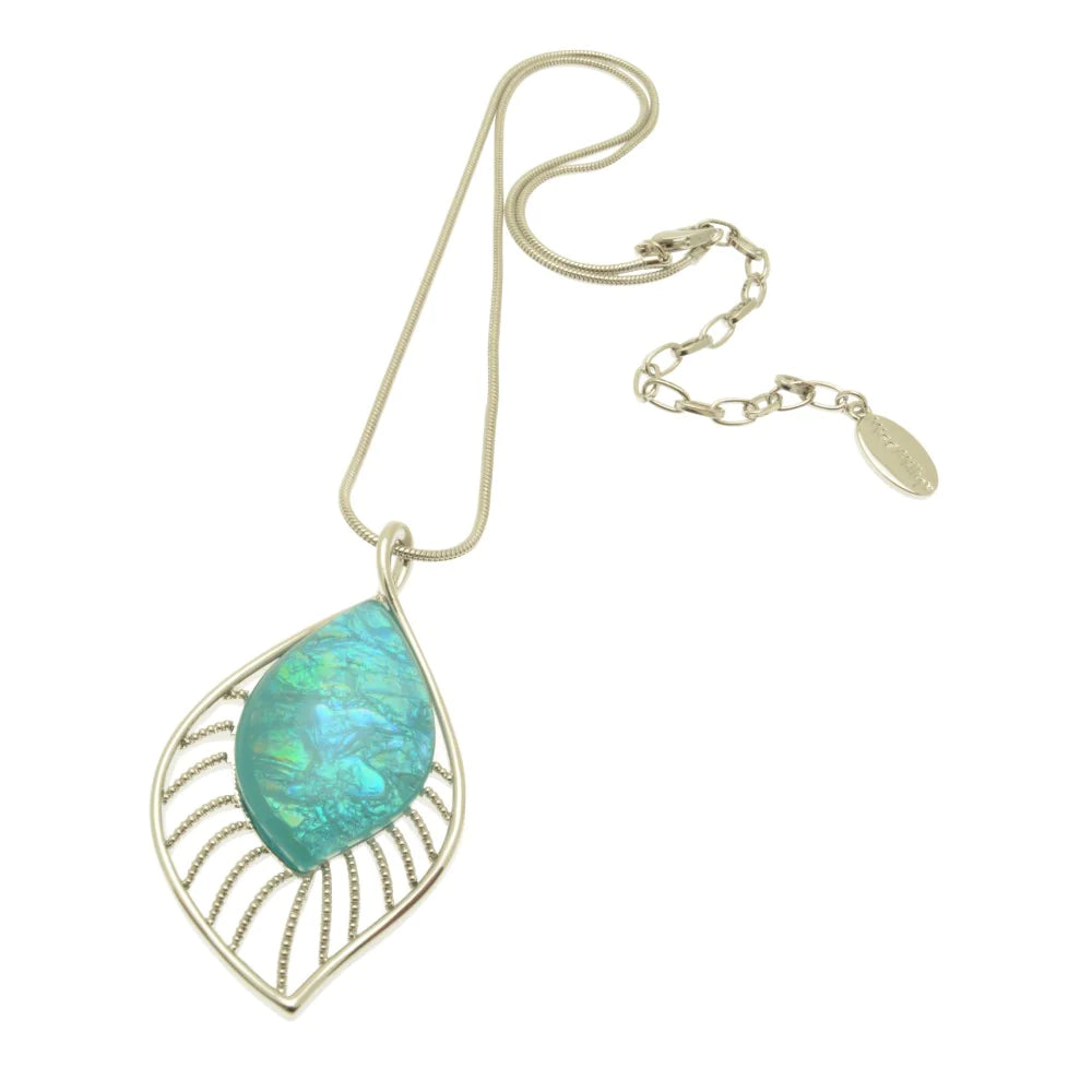 Miss Milly Silver Teardrop Necklace - Mint Green