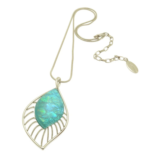 Miss Milly Silver Teardrop Necklace - Mint Green