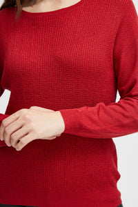 Fransa Chimma Knitted Glitter Sweater - Red