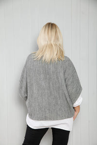 Goose Island Italian Knitted Poncho Top - Light Grey