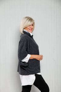 Goose Island Italian Knitted Poncho Top - Navy