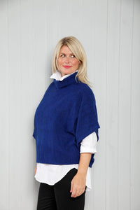 Goose Island Italian Knitted Poncho Top - Bellwether Blue
