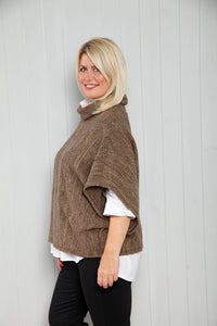 Goose Island Italian Knitted Poncho Top - Taupe
