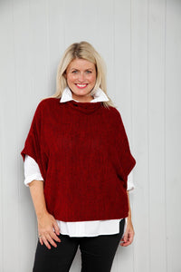 Goose Island Italian Knitted Poncho Top - Berry