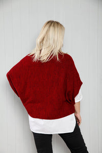 Goose Island Italian Knitted Poncho Top - Berry