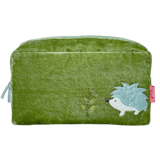 Lua Velvet Cosmetic Bag - Green