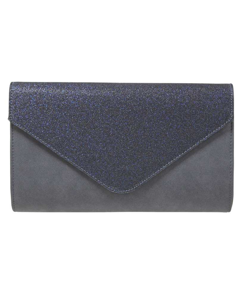 Envy Large Glitter Flapover Shoulder Bag/ Clutch - Choice of colours