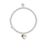 Life Charms Silver Plated Beaded Stretch Bracelet with Heart Charms - Marvellous Mum