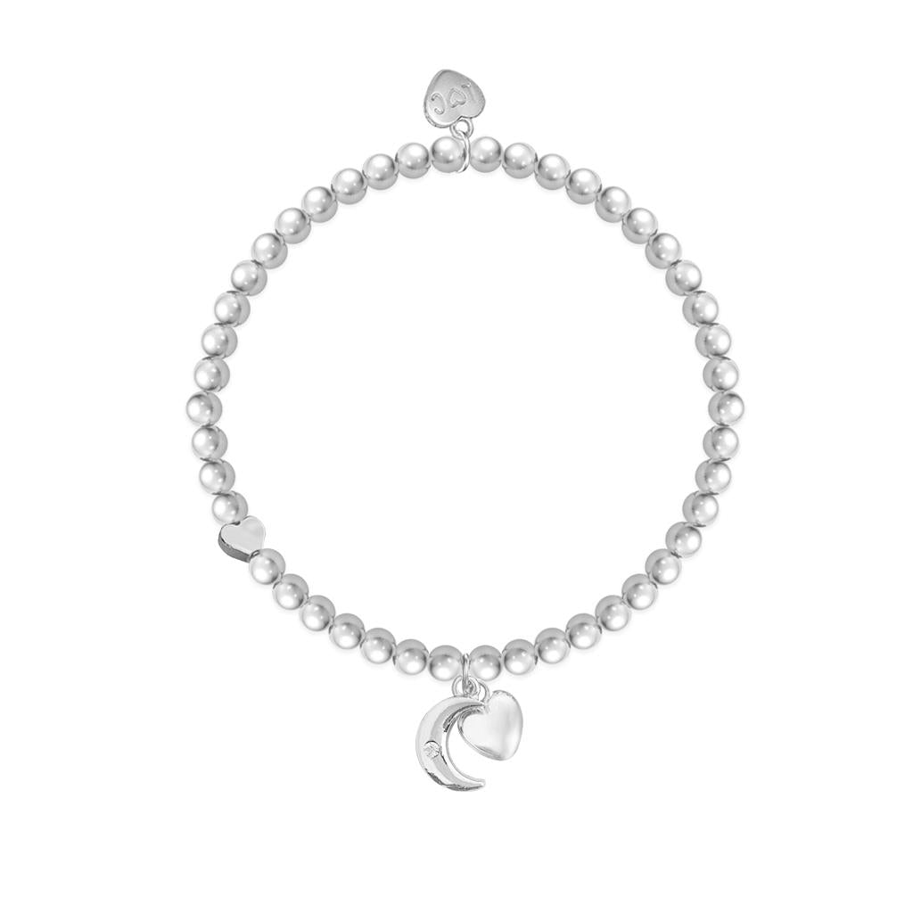 Life Charms Silver Plated Beaded Stretch Bracelet - Love You