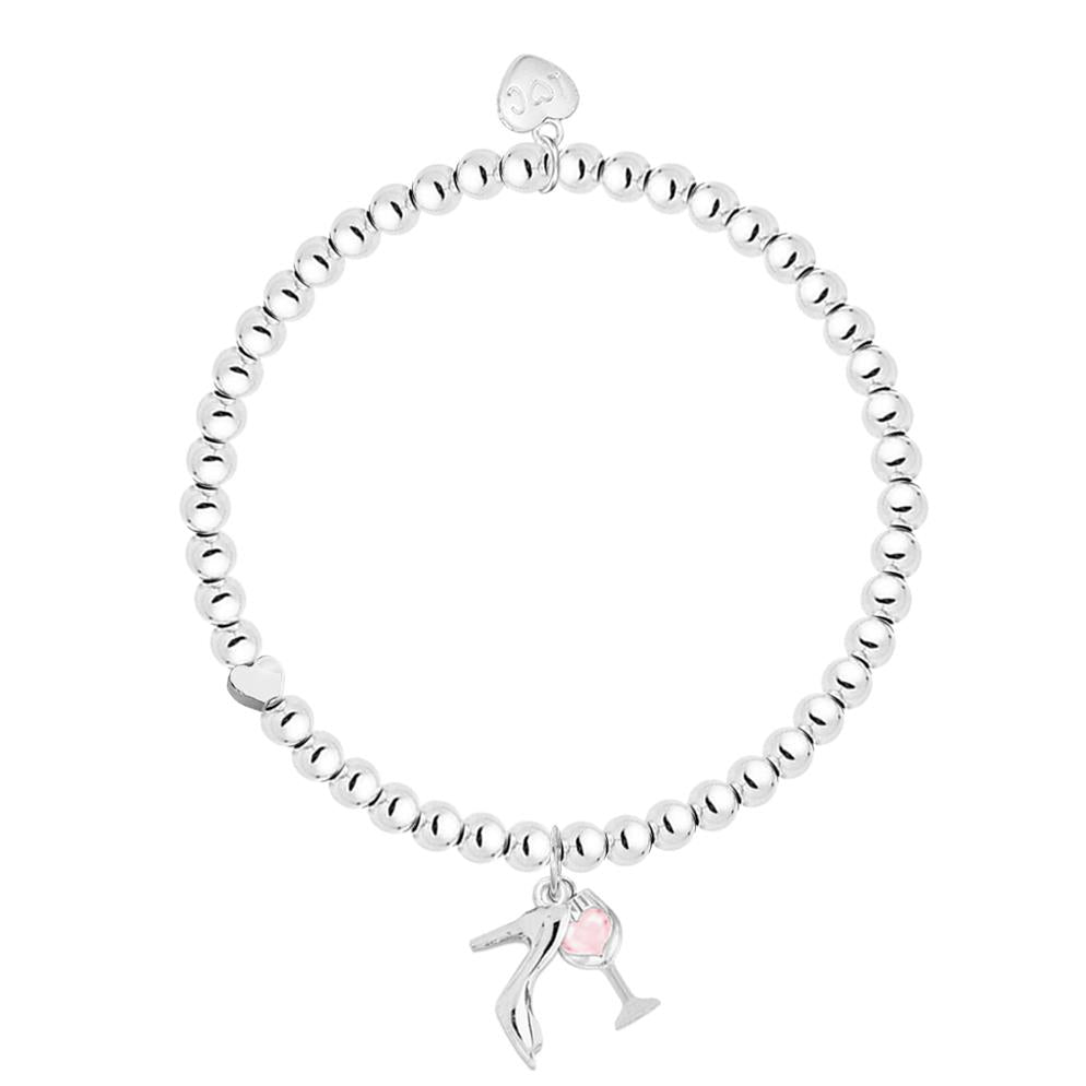 Life Charms Silver Plated Beaded Stretch Bracelet - Birthday Girl