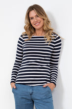 Load image into Gallery viewer, Lily &amp; Me Cleeve Top Ecru/ Navy Stripe
