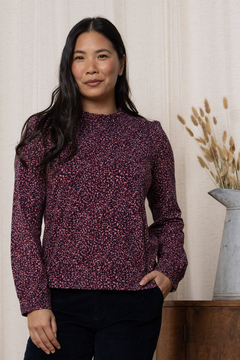 Lily & Me Reflections Top Seagrass Print - Mulberry