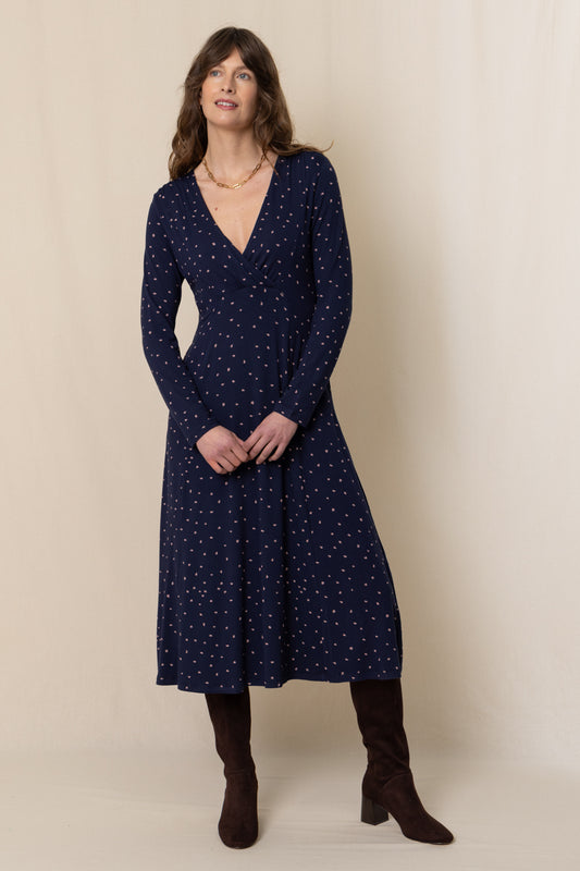 Lily & Me Rose Wrap dress Paintbrush - Navy