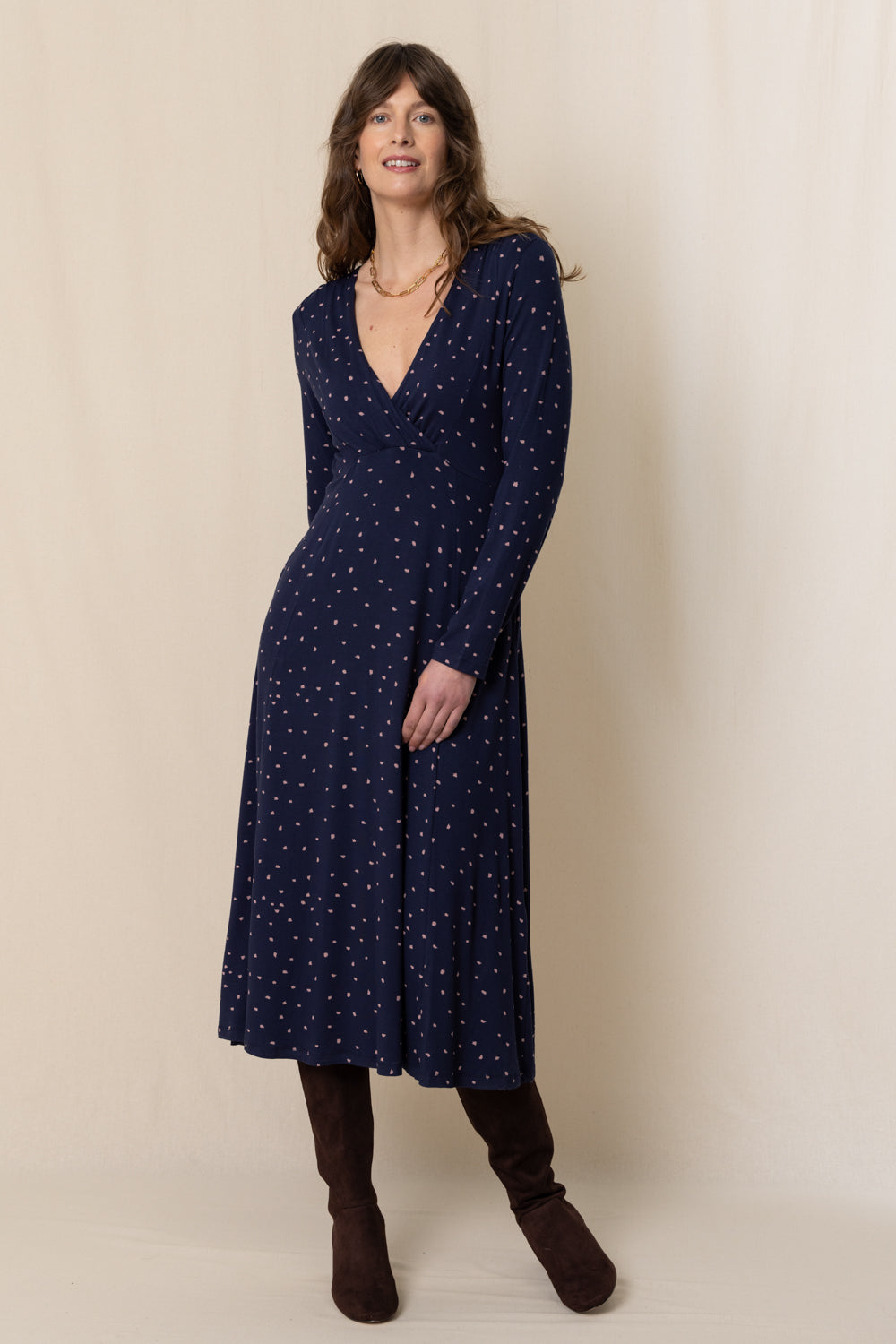 Lily & Me Rose Wrap dress Paintbrush - Navy