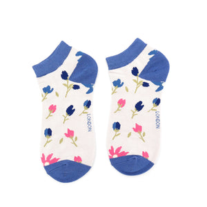 Miss Sparrow Bamboo Ditsy Floral Trainer Socks - Silver