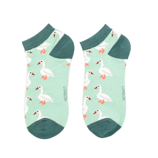 Miss Sparrow Bamboo Ducks Trainer Socks - Mint