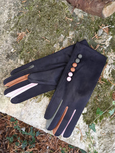 Margot Suede Look Button Gloves - Choice of Colours