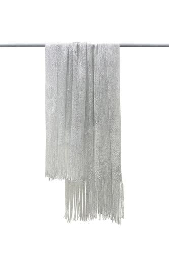 Plain Metallic Thread Woven Tassel Scarf / Shawl - Choice of colours