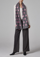 Load image into Gallery viewer, Heart Print Luxury Winter Wrap - Grey/Pink