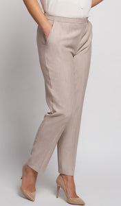 Pinns Iris Linen-Look 27" Straight Leg Trousers - Stone