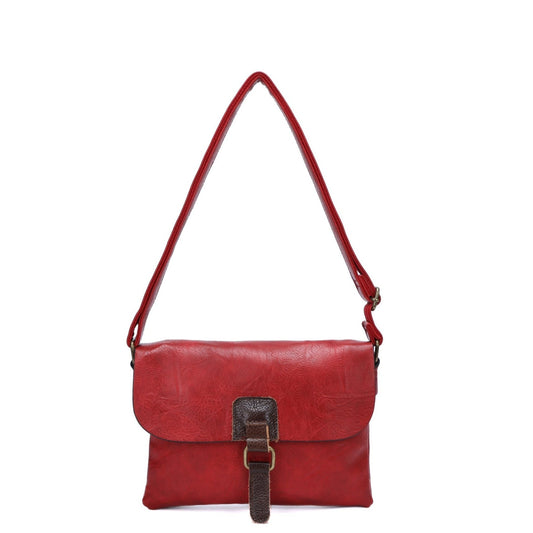 Carly Vegan Leather Shoulder Bag with Two Compartments - Choice of colours