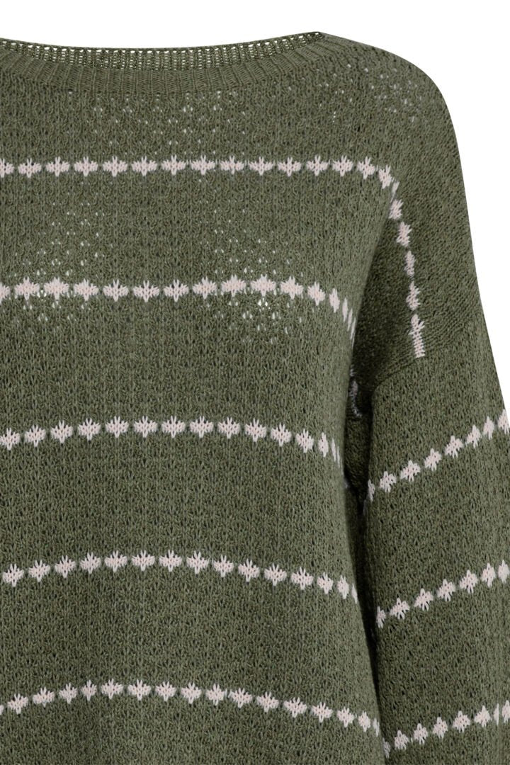 Sorbet Felora Patterned Sweater - Khaki Green