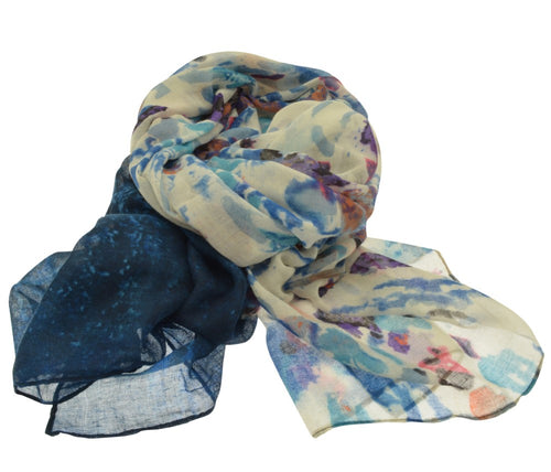 Miss Milly Blue Abstract Floral Scarf