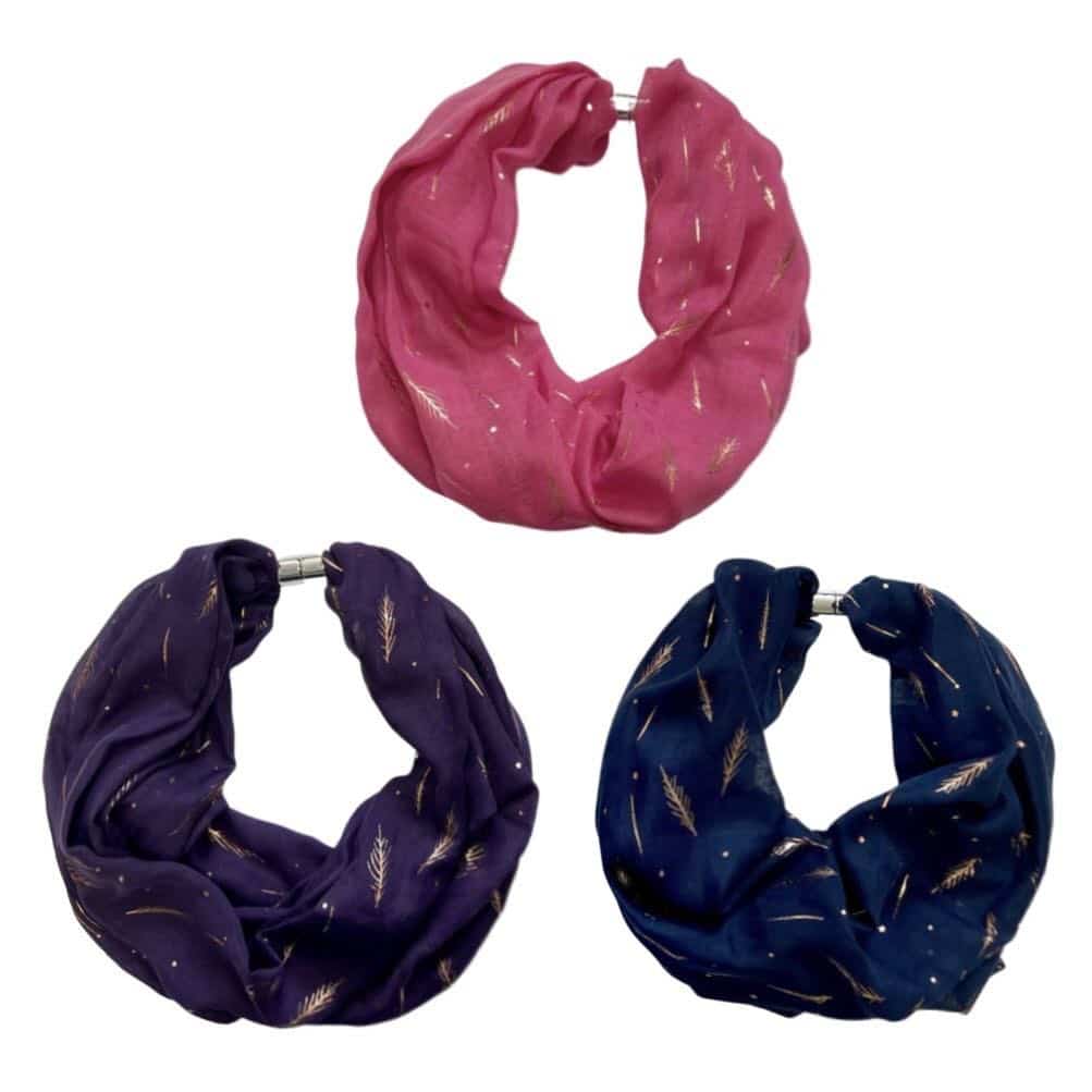 Feather Print Magnetic Scarf - Choice of Colour