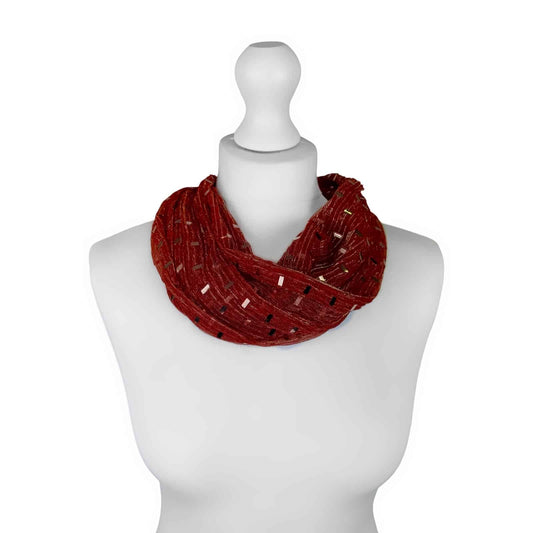 Lurex Magnetic Scarf with Rose Gold Detail -  Bronze