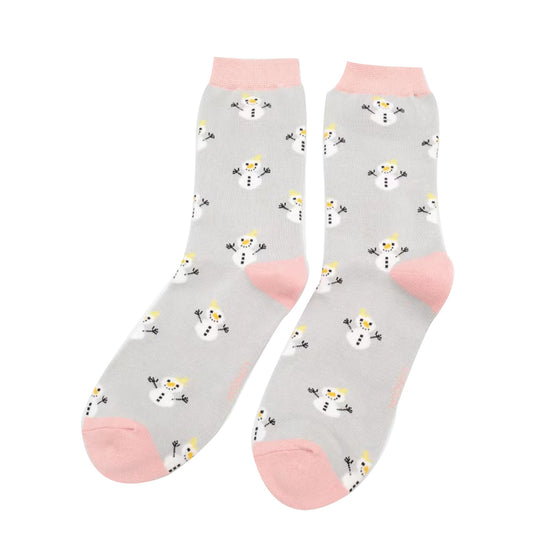 Miss Sparrow Bamboo Socks Snowmen - Silver