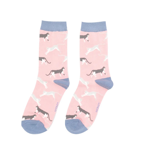 Miss Sparrow Bamboo Wandering Cat Socks - Pink