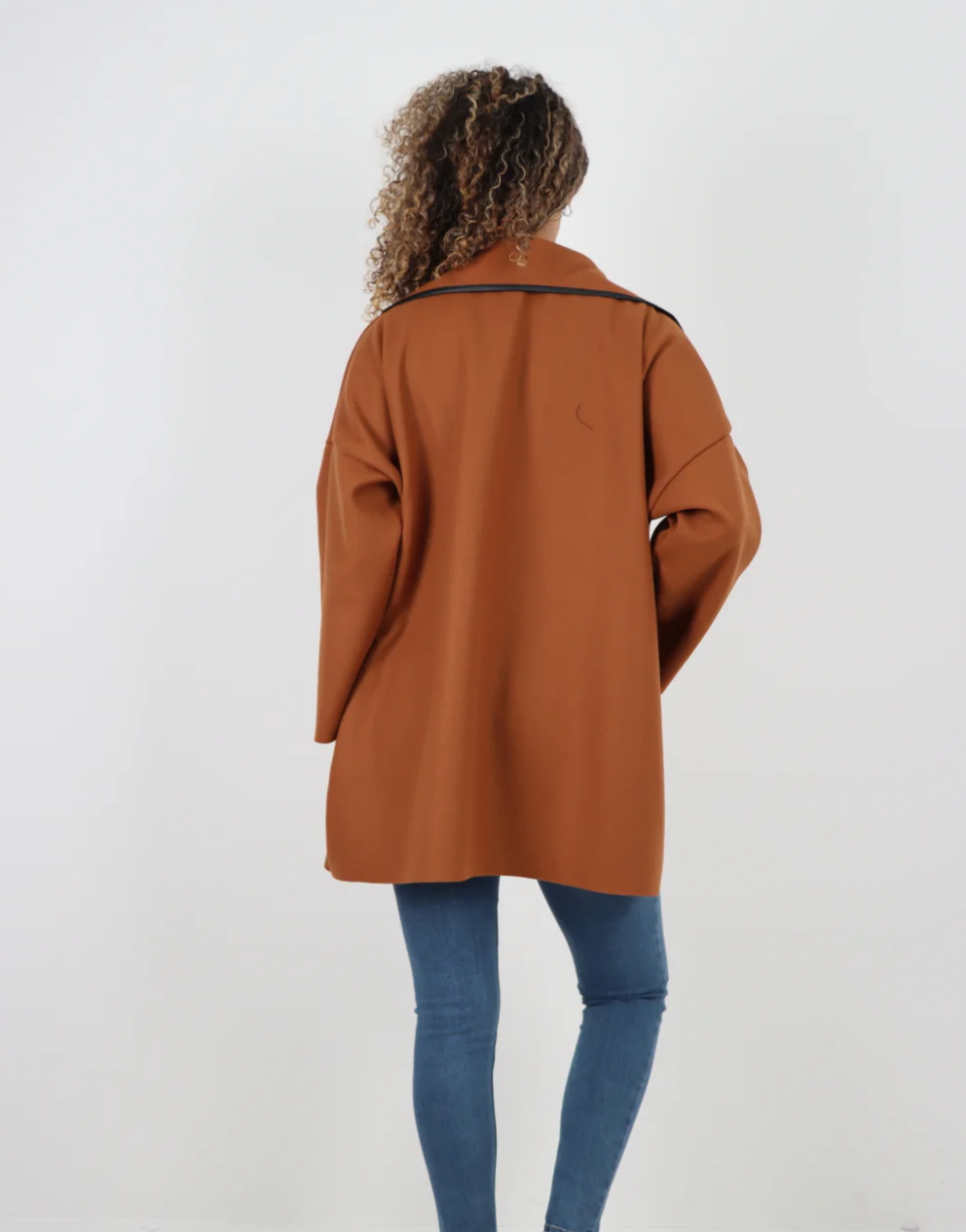 Italian One Size Button Cape Coat - Ginger