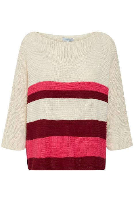 Sorbet Sandy Striped Sweater - Fuchsia & Cream