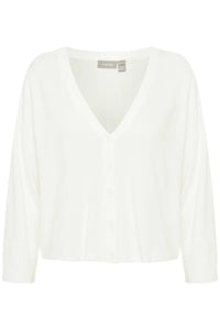 Fransa Clia Cropped Knitted Cardigan - Antique white
