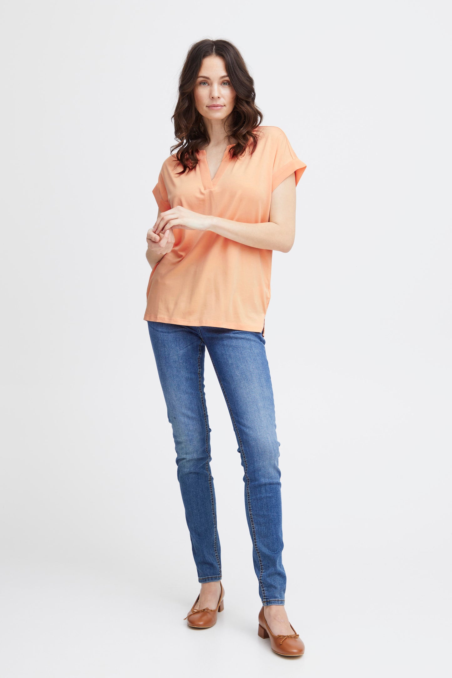 Fransa Liv Short Sleeve Blouse - Apricot