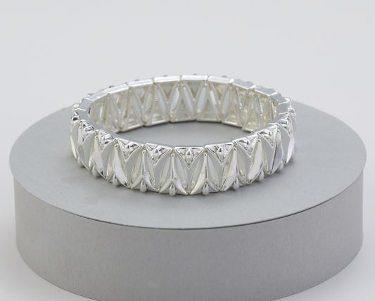 Gracee Silver Rectangular Stretch Bracelet