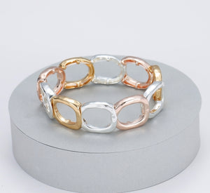Gracee Rose Gold, Silver, Gold Circles Bangle Bracelet